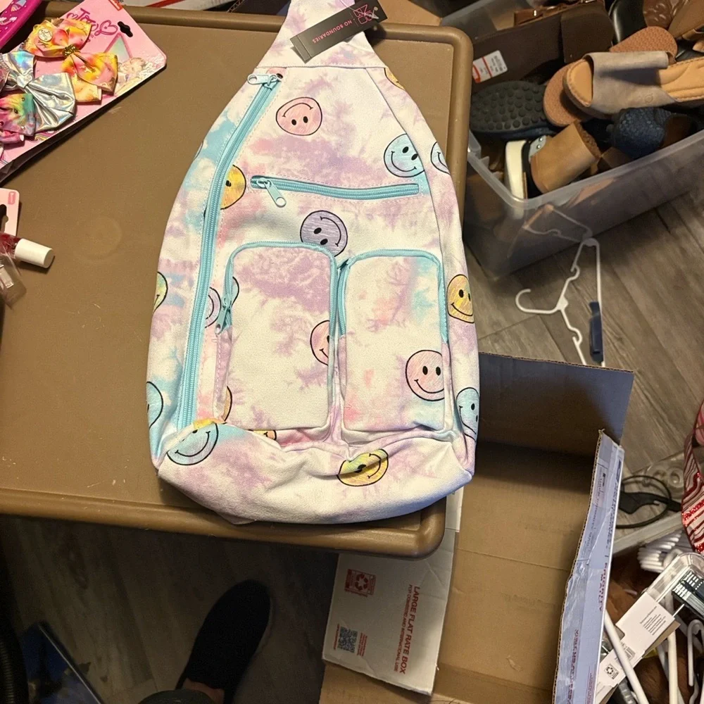 No Boundaries Pastel Tie-Dye Smiley Kids Sling Bag